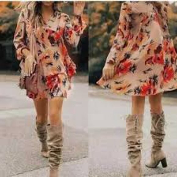 Umgee Dresses & Skirts - Umgee babydoll Boho Floral Style Tunic Mini Dress size M